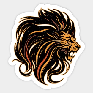 African Male Lion | Flourish Mane Illustration | Safari Culture | Majestic Male Lion In Painting Sticker